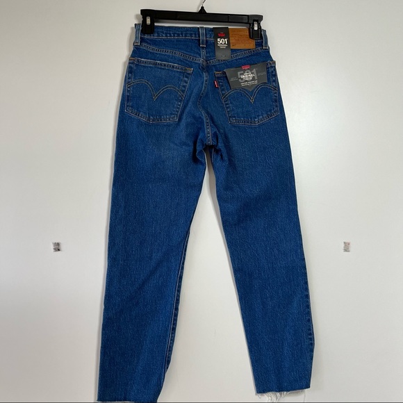 Levi’s 501 high waist crop straight leg Charleston fun distressed hem jeans - Picture 8 of 13